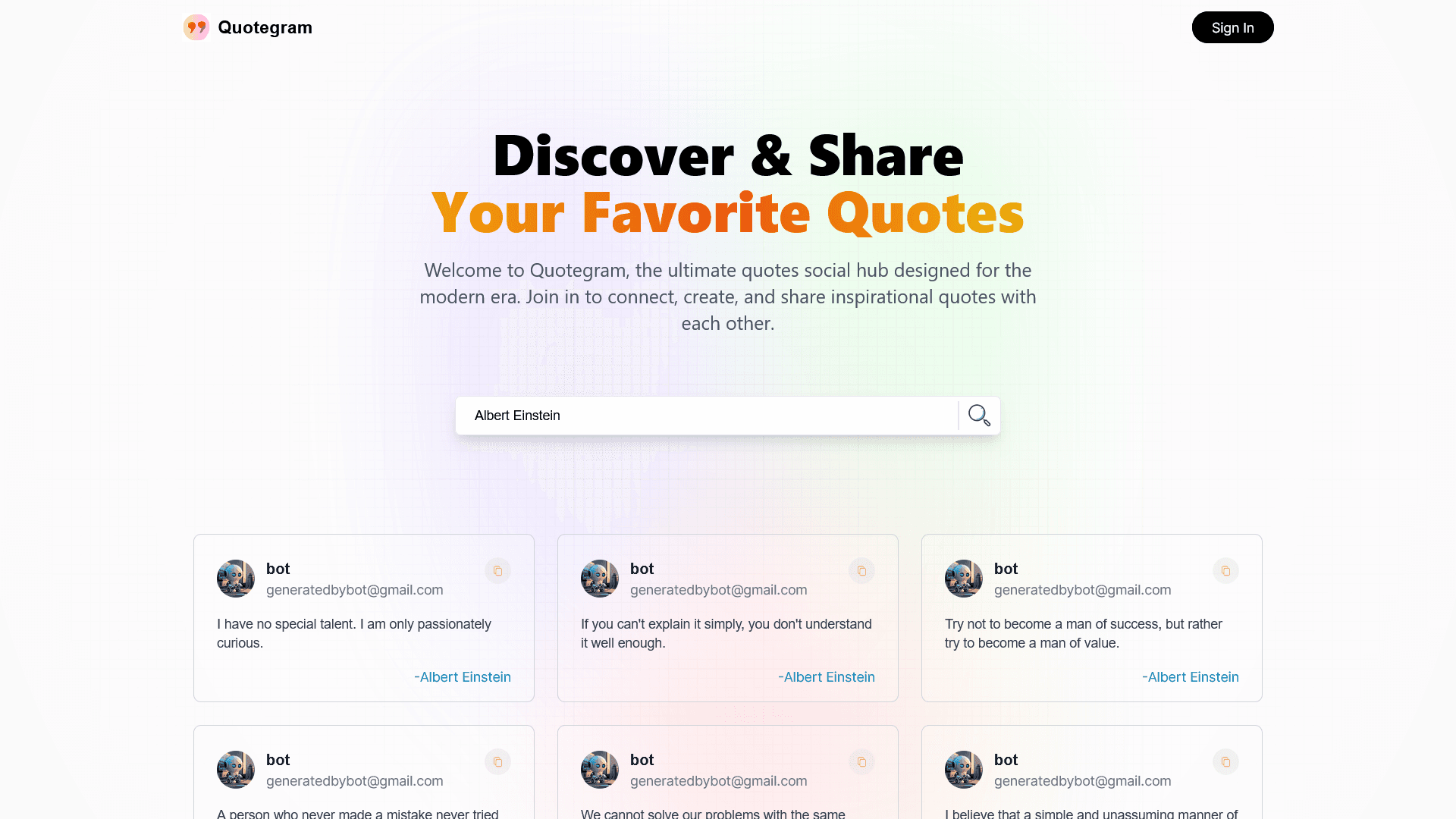 Quotegram: Social Media Platform for Sharing Quotes